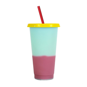 Custom Color Changing Cup Reusable Plastic Skinny Tumbler Plastic Cup With Straw